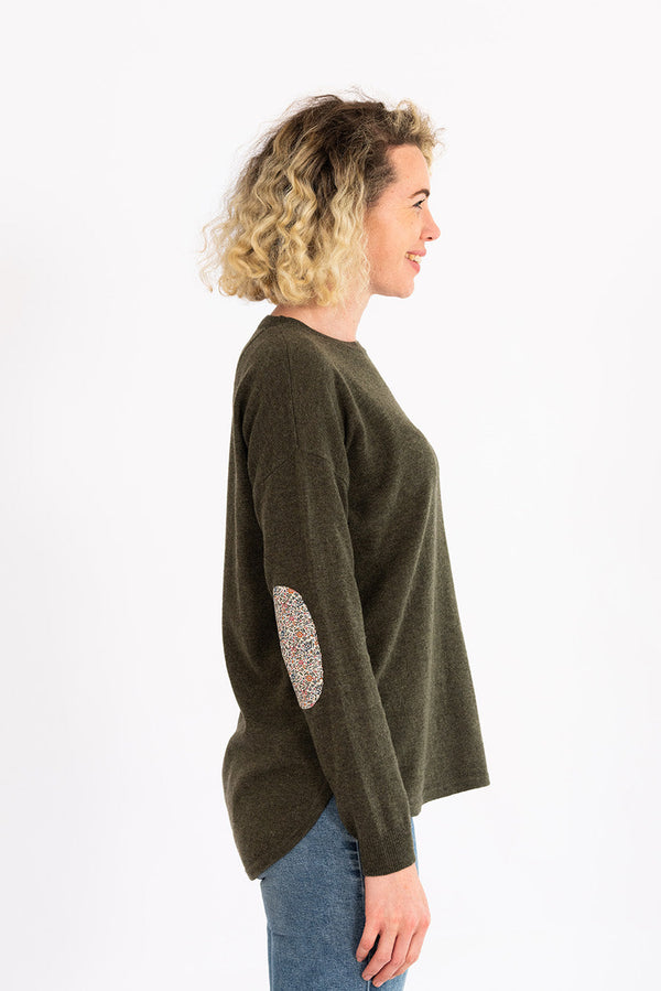 KHAKI SWING JUMPER WITH LIBERTY PATCHES