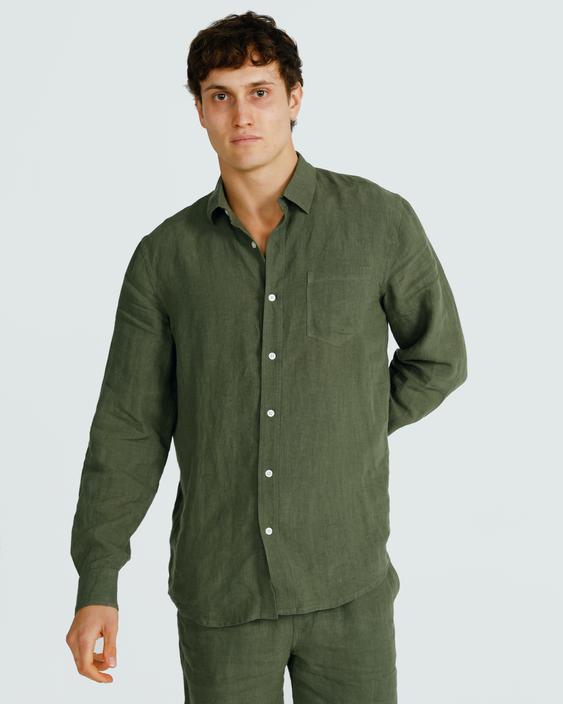 Men's Linen Shirt Green