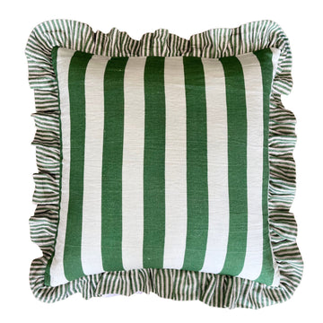 GREEN ST TROPEZ STRIPE Feather Filled Cushion