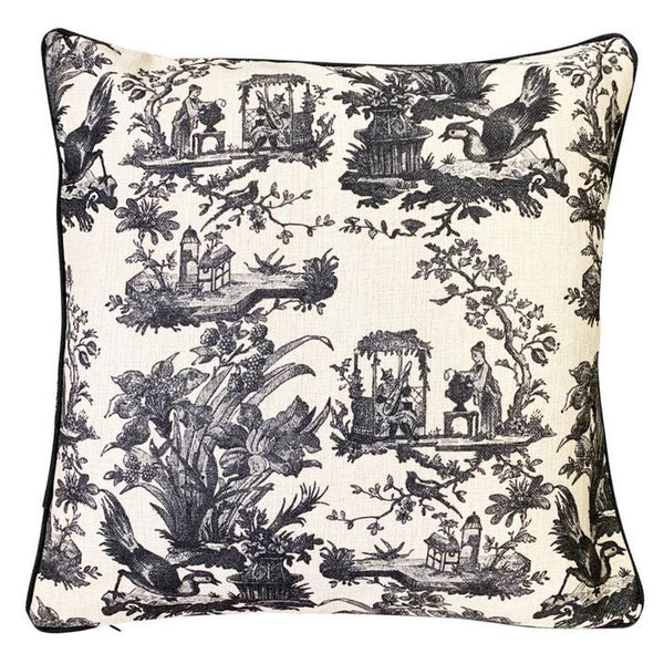 BLACK TOILE Feather Filled Cushion