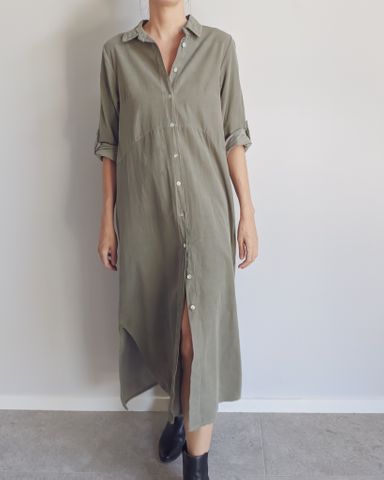 Rita Linen Dress in Olive